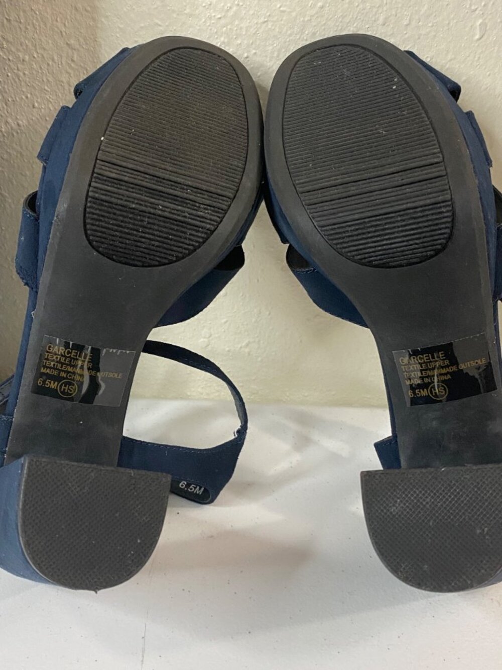 PoP Navy Blue Heels Sandals Womens 6.5 M Block Heel Strappy, Dress Shoes - Picture 15 of 16